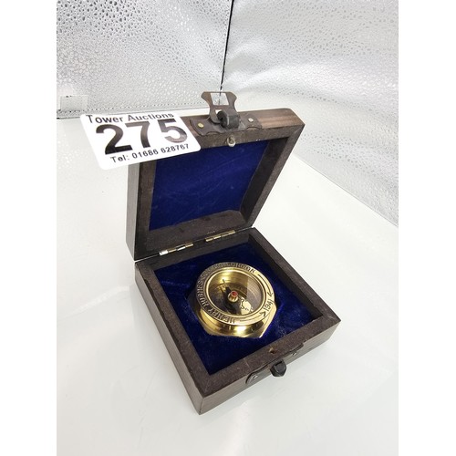 275 - A good modern brass reproduction compass marked Henry Hughes son ltd London 1941, the back is marked... 
