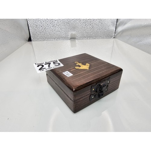 275 - A good modern brass reproduction compass marked Henry Hughes son ltd London 1941, the back is marked... 