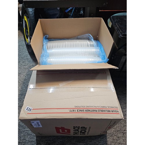 526 - 2x boxes containing a very large quantity of new 1.2L plastic sweet pots - each box contains a quant... 