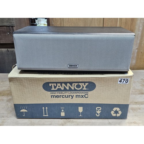 470 - A good quality Tannoy boxed speaker in a dark oak case in good order with original box and packing t... 