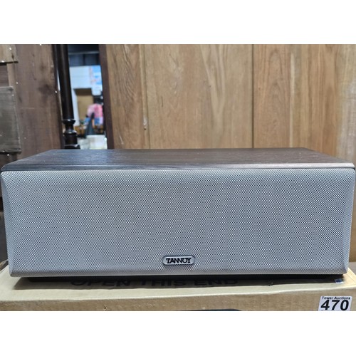 470 - A good quality Tannoy boxed speaker in a dark oak case in good order with original box and packing t... 