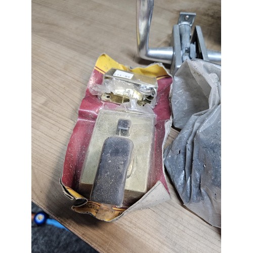 495 - A box containing a large quantity of assorted shed odds to include door handles and locks, main circ... 