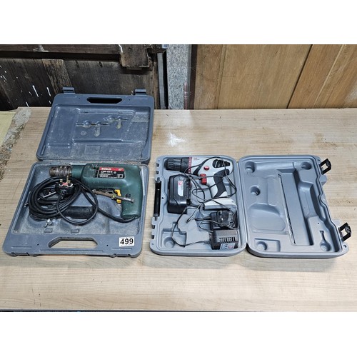 499 - 2x cased electric power tools to include a Bosch CSB 420-E 420W Hammer drill along with Performance ... 