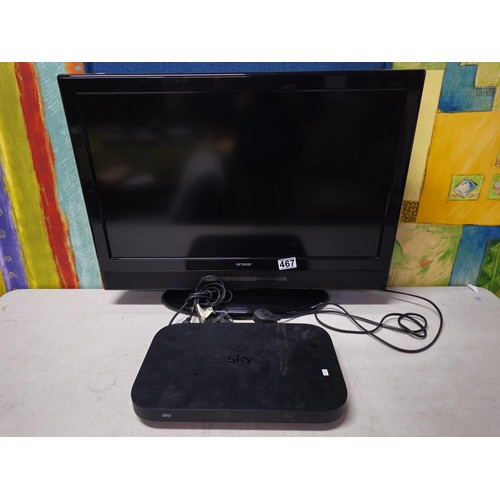 467 - A linsar 26 inch HD flat screen TV, along with a modern SKY Q box with a 1TB hard drive the TV has i... 