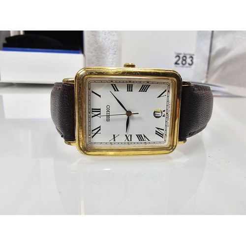 283 - A good quality Seiko V732-5A00 tank watch with date window, in full working order, (new replacement ... 