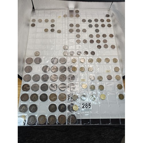 285 - A coin album containing a large quantity of Victorian and later copper one penny coins and half penn... 