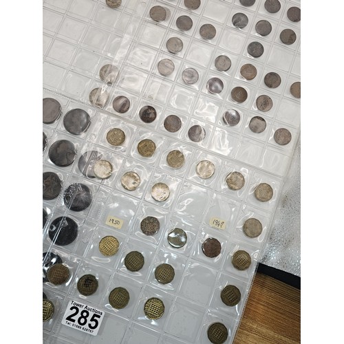 285 - A coin album containing a large quantity of Victorian and later copper one penny coins and half penn... 