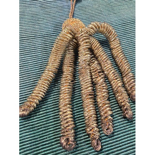 455 - A senior officers ceremonial sash of ribbed green moire silk prominently applied with genuine gold b... 