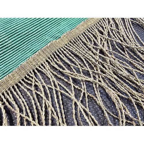 455 - A senior officers ceremonial sash of ribbed green moire silk prominently applied with genuine gold b... 