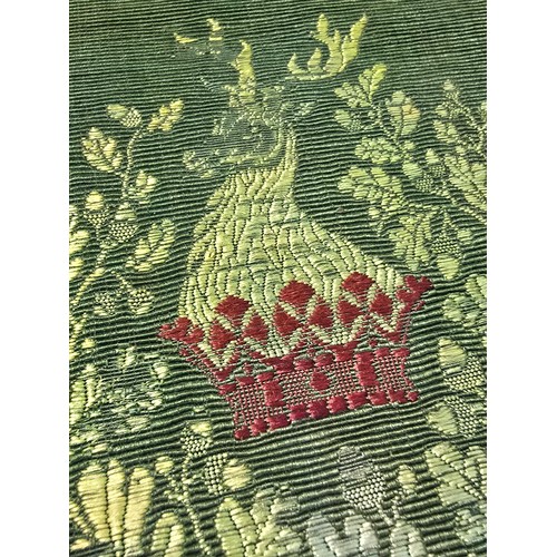 455 - A senior officers ceremonial sash of ribbed green moire silk prominently applied with genuine gold b... 