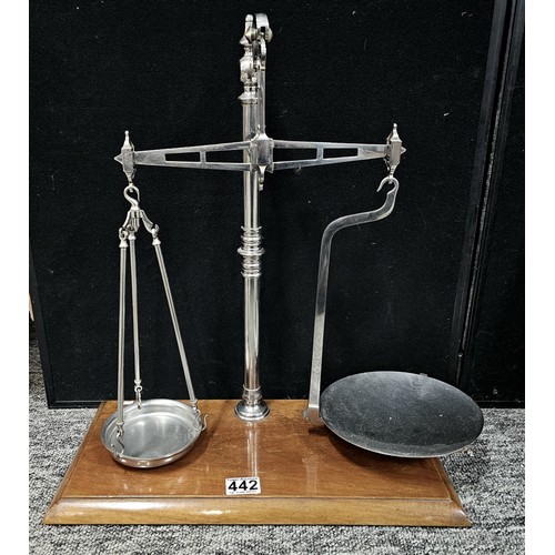 442 - A very large and impressive set of balance scales. standing approx 53cm high and 46cm wide, stamped ... 