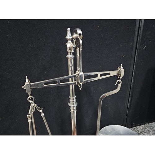 442 - A very large and impressive set of balance scales. standing approx 53cm high and 46cm wide, stamped ... 