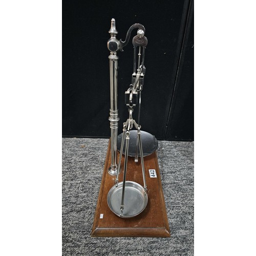 442 - A very large and impressive set of balance scales. standing approx 53cm high and 46cm wide, stamped ... 