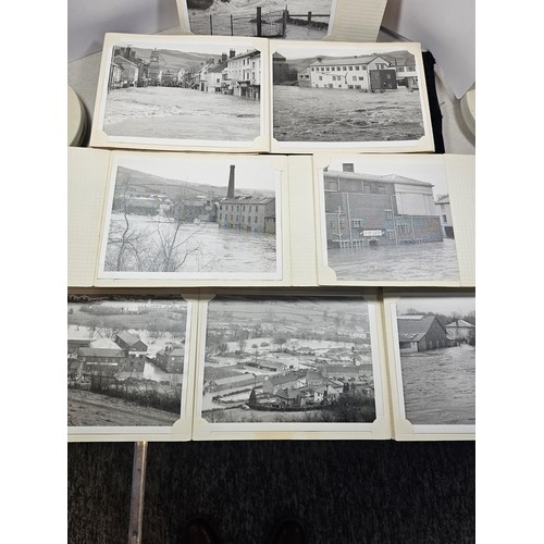 430A - A collection of 8x very rare local photographs of Newtown Drenewydd in flood showing the flooded str... 