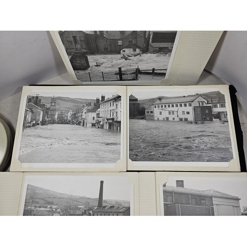 430A - A collection of 8x very rare local photographs of Newtown Drenewydd in flood showing the flooded str... 