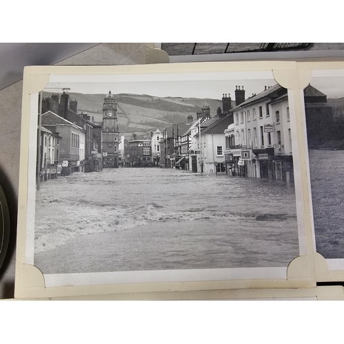 430A - A collection of 8x very rare local photographs of Newtown Drenewydd in flood showing the flooded str... 