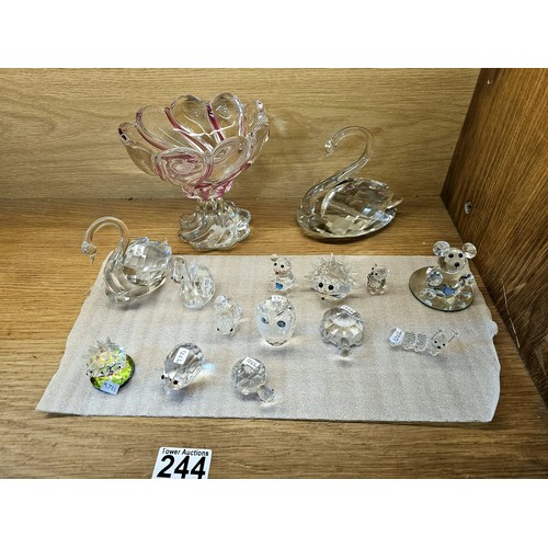 244 - A large collection of glass figures all hand made covering various birds and animals to include an h... 