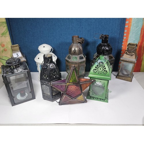 3 - A collection of nine tealight holders in the form of lamps. Most are in the Moroccan design. Largest... 