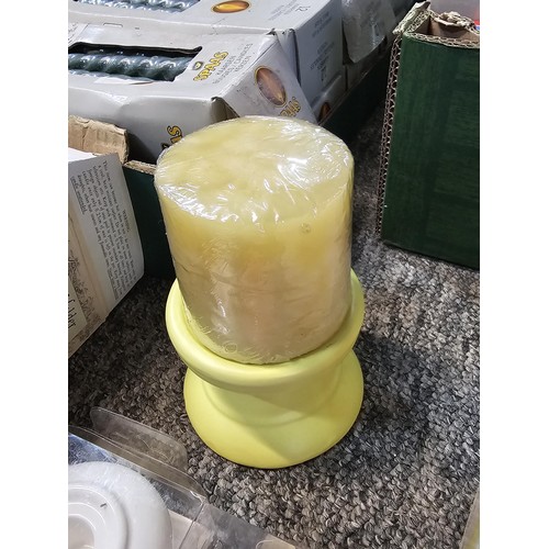 6 - Two boxes containing a large quantity of boxed as new candles and a quantity of boxed as new candle ... 