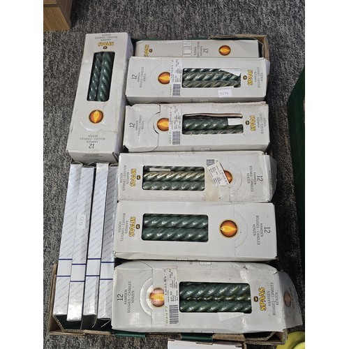 6 - Two boxes containing a large quantity of boxed as new candles and a quantity of boxed as new candle ... 