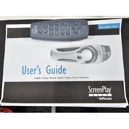 23 - A Infocus Screenplay 7210 good quality Projector with a HDMI conversion cable, power cable and instr... 