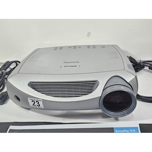 23 - A Infocus Screenplay 7210 good quality Projector with a HDMI conversion cable, power cable and instr... 