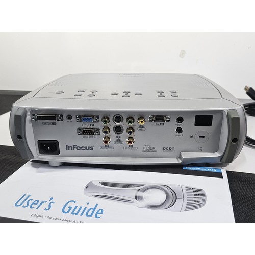 23 - A Infocus Screenplay 7210 good quality Projector with a HDMI conversion cable, power cable and instr... 