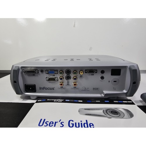 25 - A Infocus Screenplay 5700 good quality Projector with a HDMI Converter cable, power cable and instru... 