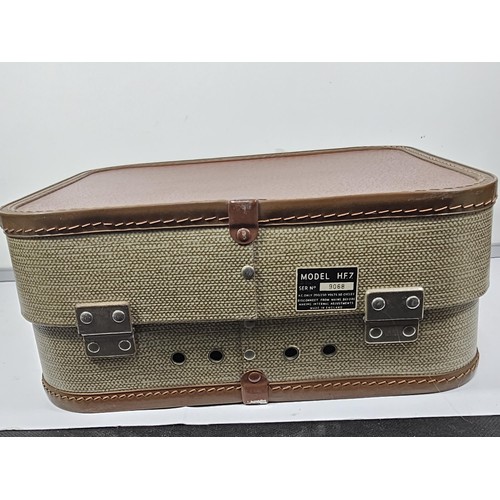 40 - A cased vintage Fidelity record player 4 speed complete with carry case, no plug fitted.