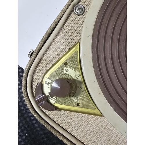 40 - A cased vintage Fidelity record player 4 speed complete with carry case, no plug fitted.