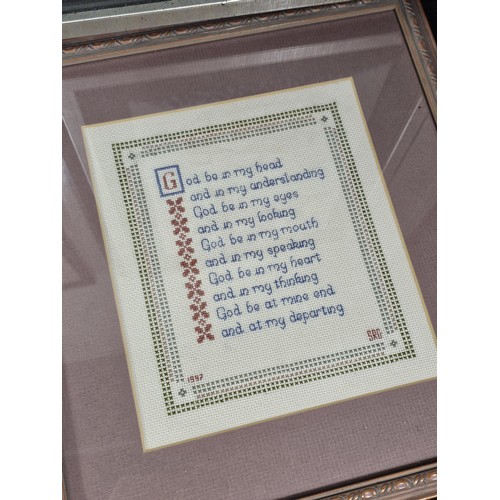 43 - A collection of 6x good quality hand made tapestry and needlework pictures to include a Harth and sh... 