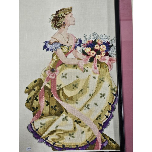 43 - A collection of 6x good quality hand made tapestry and needlework pictures to include a Harth and sh... 