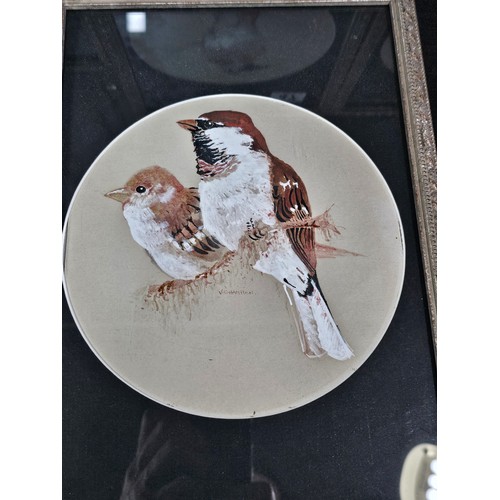 47 - A collection of 7x framed and glazed original paintings of birds to include a 5x matching framed pic... 