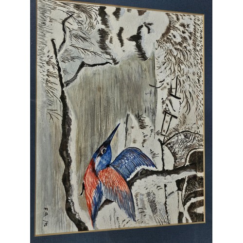 47 - A collection of 7x framed and glazed original paintings of birds to include a 5x matching framed pic... 