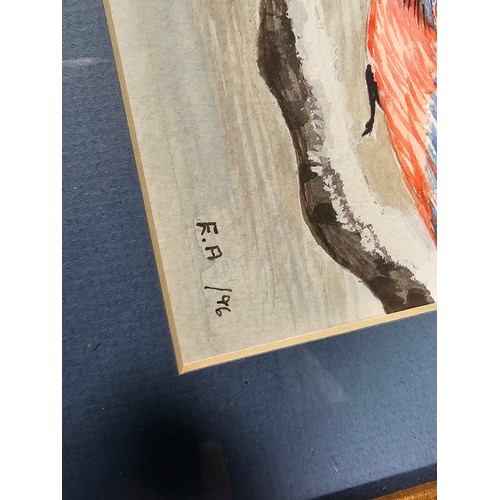 47 - A collection of 7x framed and glazed original paintings of birds to include a 5x matching framed pic... 