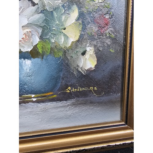 50 - 2x gilt framed oil on canvas paintings of still life scenes both in good order and well executed lar... 