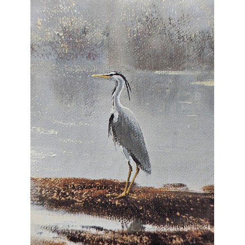 51 - A good quality Culson framed and glazed print of a Heron by a lake in good order with a cream mount ... 