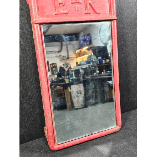 58 - Good quality cast iron post box front converted to a mirror complete with H.M. Queen Elizabeth II cr... 