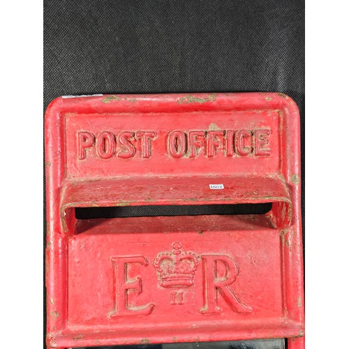 58 - Good quality cast iron post box front converted to a mirror complete with H.M. Queen Elizabeth II cr... 