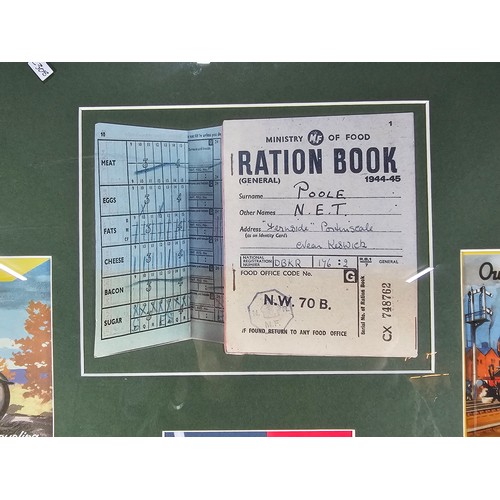 61 - Large framed and glazed selection of reproduction propaganda wartime postcards, to include Royal Enf... 