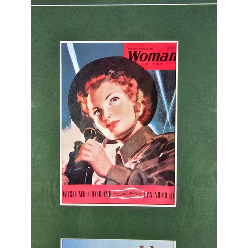 61 - Large framed and glazed selection of reproduction propaganda wartime postcards, to include Royal Enf... 