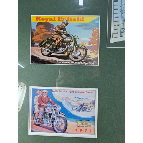 61 - Large framed and glazed selection of reproduction propaganda wartime postcards, to include Royal Enf... 
