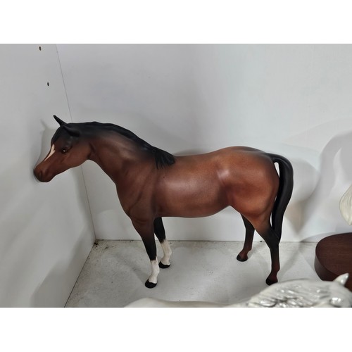66 - A collection of 5x Royal Doulton horse figures to include Desert Orchid on a wooden plinth, 2x bay m... 