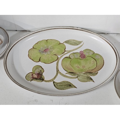 72 - A large partial tea dinner set by Denby consisting of 28 pieces to include 6 cups and saucers, 6 egg... 