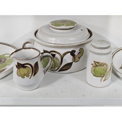 72 - A large partial tea dinner set by Denby consisting of 28 pieces to include 6 cups and saucers, 6 egg... 