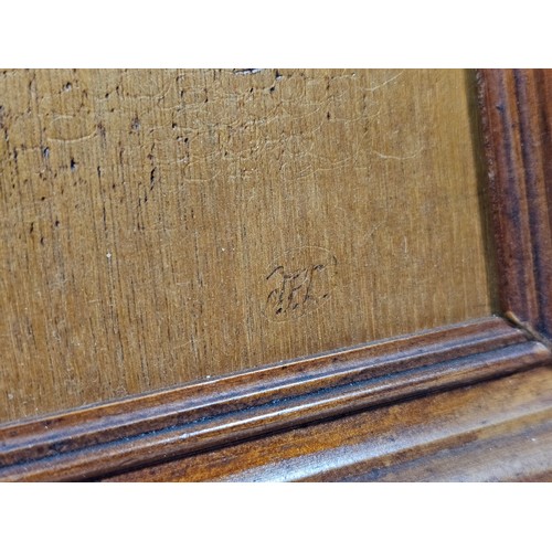 76 - A framed poker art picture of Tywyn Church 1885. Well detailed and well executed. Has a height of 48... 