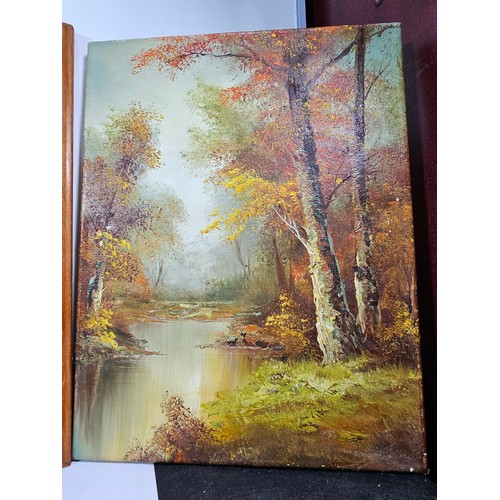77 - A collection of 4 original framed artwork to include  a country scene with Rhododendrons in the fore... 