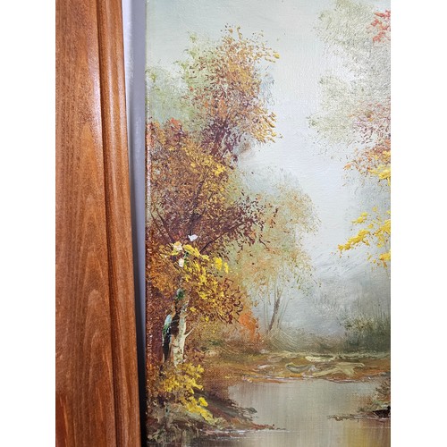77 - A collection of 4 original framed artwork to include  a country scene with Rhododendrons in the fore... 