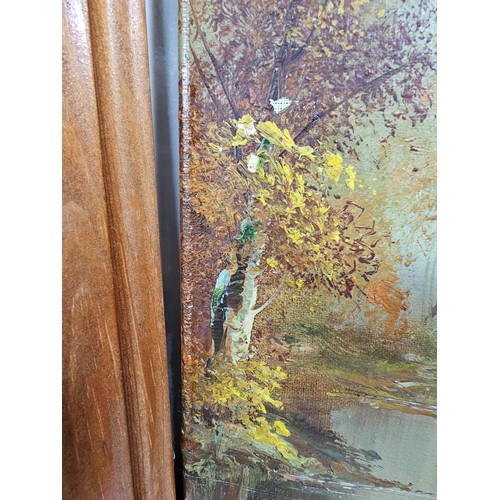 77 - A collection of 4 original framed artwork to include  a country scene with Rhododendrons in the fore... 