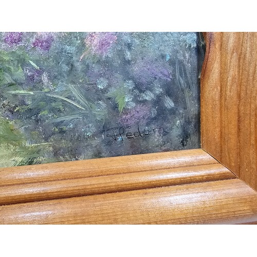 77 - A collection of 4 original framed artwork to include  a country scene with Rhododendrons in the fore... 
